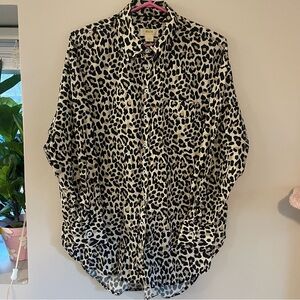 Maeve by Anthropologie Animal Leopard Print Button Blouse